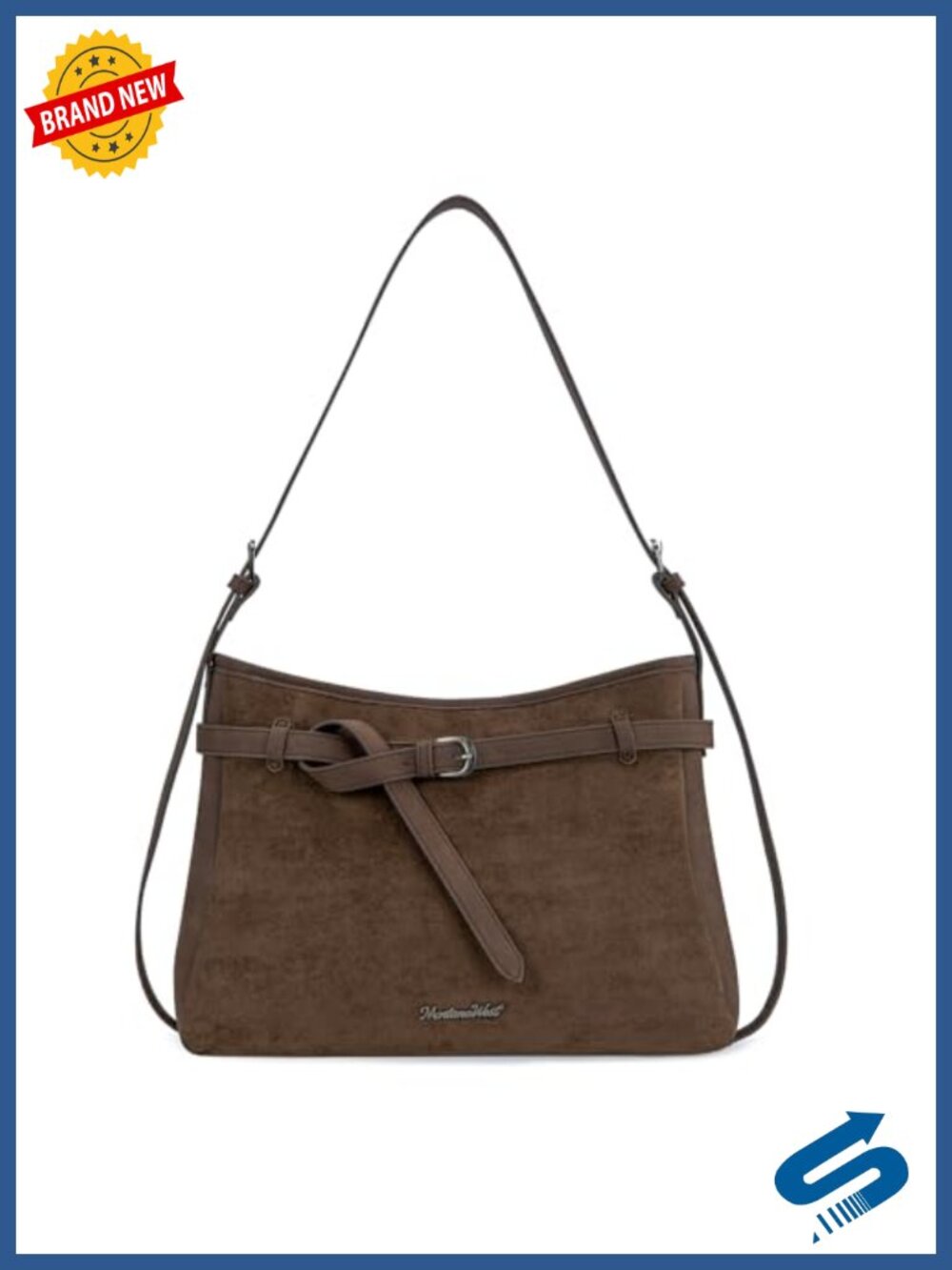 Soft Faux Suede Slouchy Hobo Shoulder Bag with Adjustable Strap